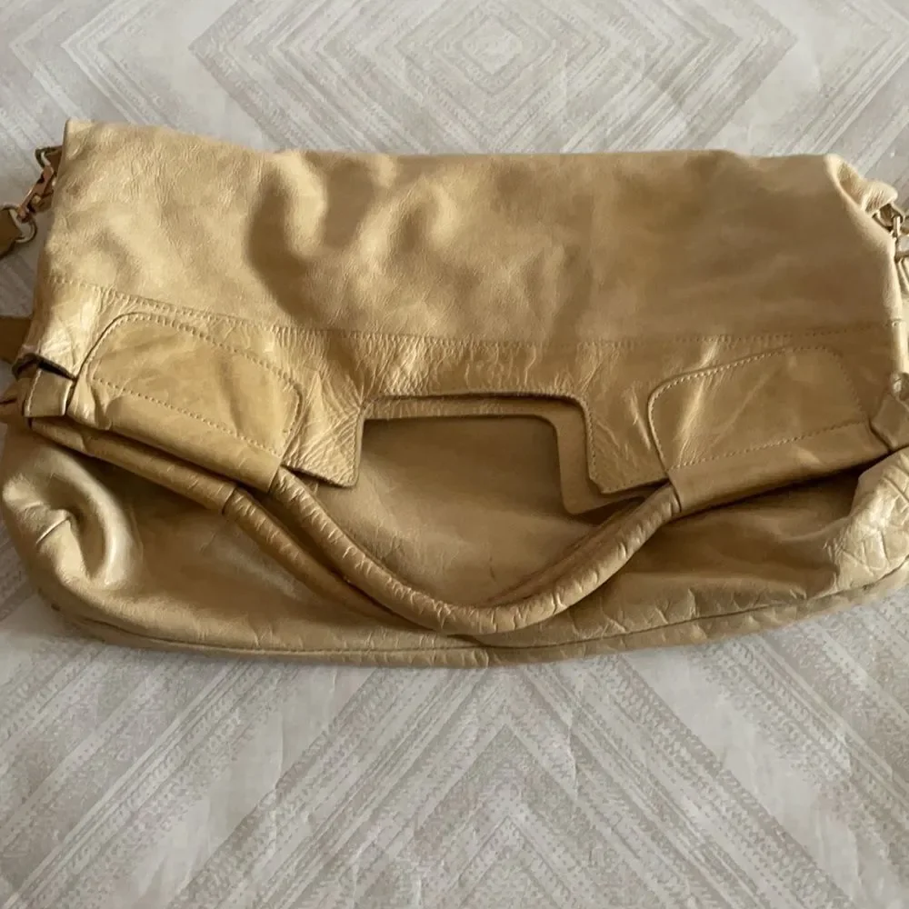 ANNA CORINNA Mid-City Tote Leather Shoulder Bag - Beige/Nude
